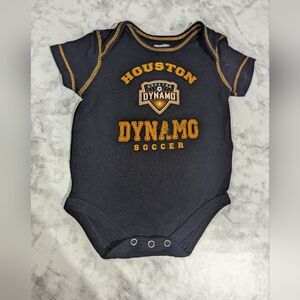 Houston Dynamo Soccer FC Black Orange Logo Cotton Baby Onesie Size 3-6mo EUC